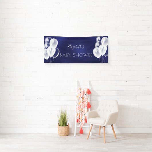 Baby Shower Boy Marineblügel Name Banner (Insitu)