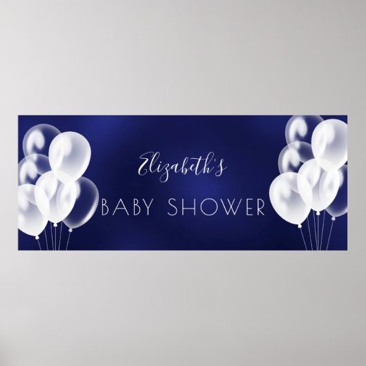 Baby Shower Boy Marineblügel Name Poster (Vorne)