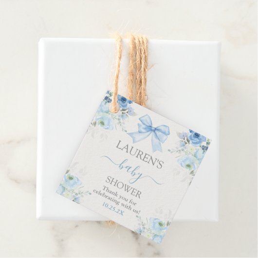 Baby Shower Boy mit Bogen Geschenkanhänger (Beispiel)