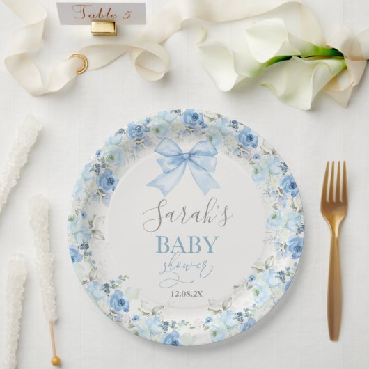 Baby Shower Boy mit Bogen Pappteller (Hochzeit)