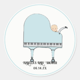 Baby Shower Boy Music Theme Runder Aufkleber