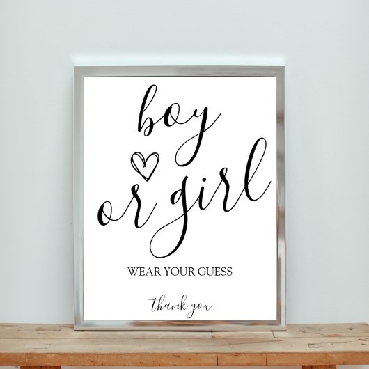 Baby Shower Boy oder Girl Gender Game-Schild Poster