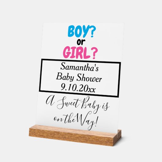 Baby Shower Boy oder Girl Mama zu sein White Acrylschild (Winkel)