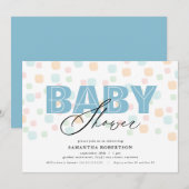 Baby Shower Boy Pastel Dots Einladung (Vorne/Hinten)