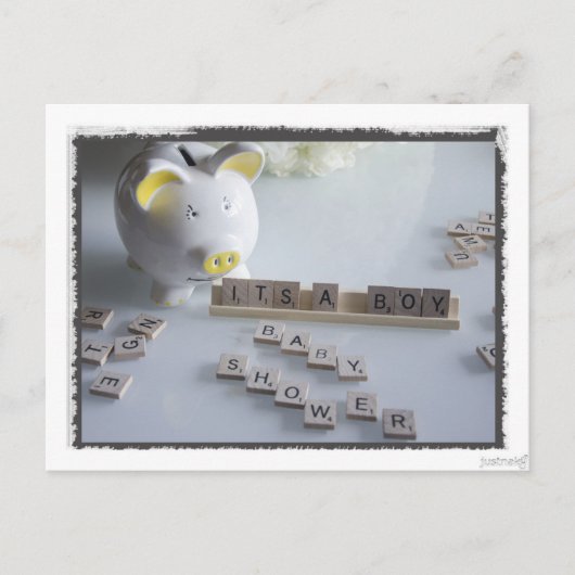 Baby Shower Boy Postcard Einladungspostkarte (Vorderseite)