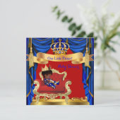 Baby Shower Boy Prince Royal Blue Red Ethnic Einladung (Stehend Vorderseite)