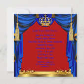 Baby Shower Boy Prince Royal Blue Red Ethnic Einladung (Rückseite)