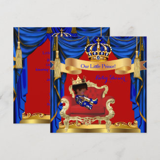 Baby Shower Boy Prince Royal Blue Red Ethnic Einladung