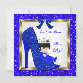 Baby Shower Boy Prince Royal Blue Shoe Einladung (Vorderseite)