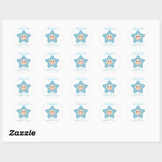 Baby Shower Boy Sticker Einladung (Blatt)