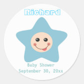 Baby Shower Boy Sticker Einladung (Vorderseite)