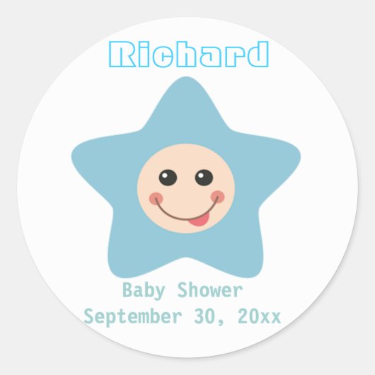Baby Shower Boy Sticker Einladung (Vorderseite)