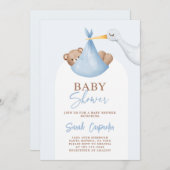 Baby Shower Boy Stork Einladung (Vorne/Hinten)