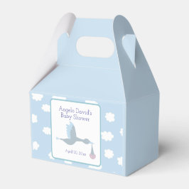 Baby Shower Boy Stork mit Blue Sky und Wolken Geschenkschachtel