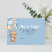 Baby Shower Boy Teddy Balloons Blue Diaper Raffel Einladung (Stehend Vorderseite)