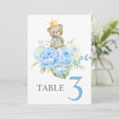 Baby Shower Boy Teddy BearTable-Zeichen Einladung (Stehend Vorderseite)