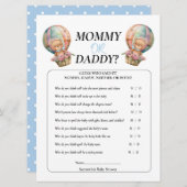 Baby Shower Boy Teddy Mommy Daddy Balloon Blue Einladung (Vorne/Hinten)