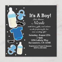 Baby Shower Boy Things Blue & Gray Modern