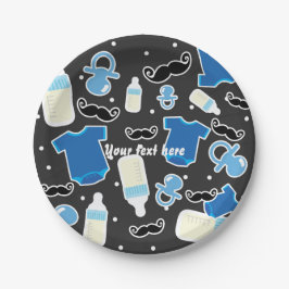 Baby Shower Boy Things Blue & Gray Modern Pappteller