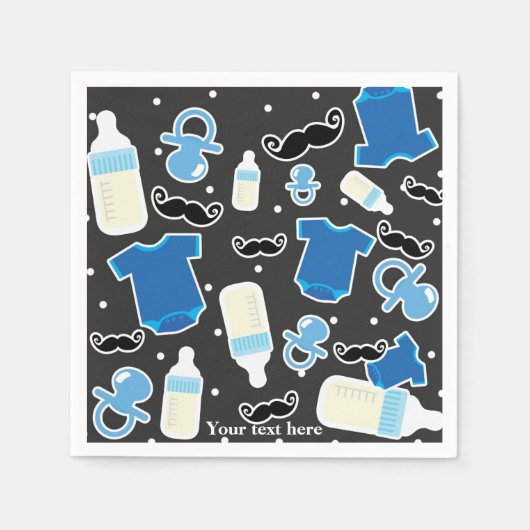 Baby Shower Boy Things Blue & Gray Modernes Party Serviette (Vorderseite)