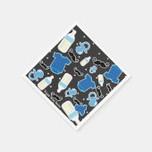 Baby Shower Boy Things Blue & Gray Modernes Party Serviette (Ecke)