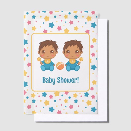 Baby Shower Boy Twins Stars Dunkle Beilage Pergament Einladungen (Versetzt)