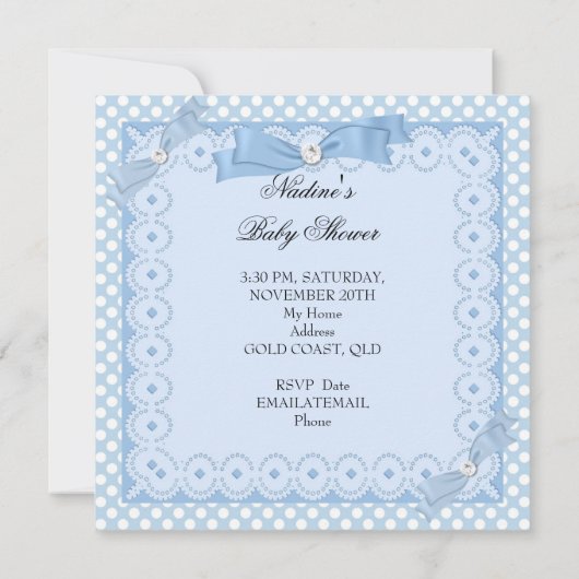 Baby Shower Boy White Blue Prince Crown Einladung (Rückseite)