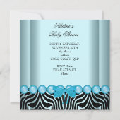 Baby Shower Boy Zebra Blue Prince Crown Black Einladung (Rückseite)