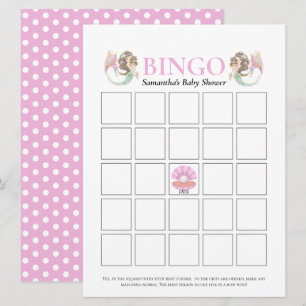 Baby Shower Braun Meerjungfrau Bingo Unter dem Mee Einladung