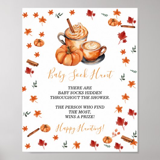Baby Shower Brew Pumpkin Spice Baby Sock Hunt Poster (Vorne)