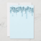 Baby Shower Bridal Sweet 16. Tropfen Spark Blue Einladung (Rückseite)