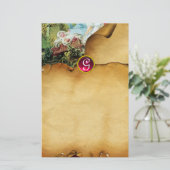 BABY SHOWER Brown Parchment Ruby Monogram Briefpapier (Stehend Vorderseite)