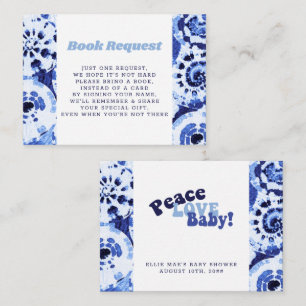 Baby-Shower-Buch-Anfrage Tie Dye Blau Shibori Begleitkarte
