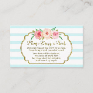 Baby-Shower-Buchwunschkarte Rosa Floral Blau Begleitkarte