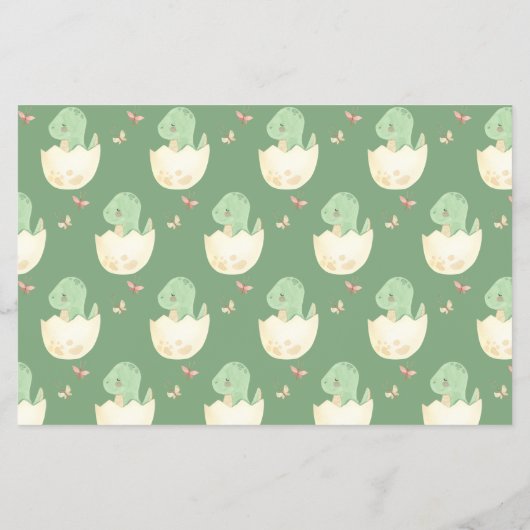 Baby Shower Bump Game Niedlich Green Dinosaurier Flyer (Hinten)