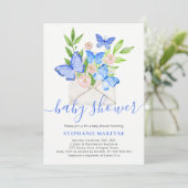 Baby Shower Butterfly Blue Floral Envelope Einladung (Stehend Vorderseite)