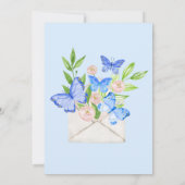 Baby Shower Butterfly Blue Floral Envelope Einladung (Rückseite)