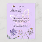 Baby Shower butterfly violet budget invitation (Vorderseite)