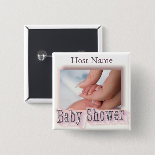 Baby Shower Button Button (Hostname), (Vorne & Hinten)