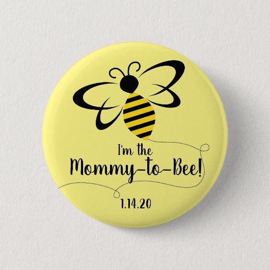 Baby Shower Button für New Mommy to Bee (Vorderseite)
