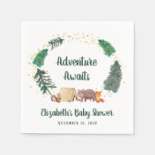 Baby Shower Camping Adventure Woodland Animals Serviette (Vorderseite)