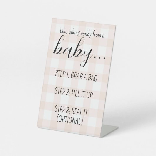 Baby Shower Candy Bar Sign Sockelschild (Vorderseite)