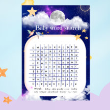 Baby Shower Celestial Dreams Word Search Game