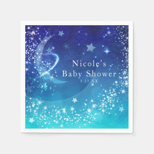 Baby Shower Celestial Moon Sparkle Sky Custom Serviette (Vorderseite)