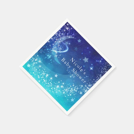 Baby Shower Celestial Moon Sparkle Sky Custom Serviette (Ecke)