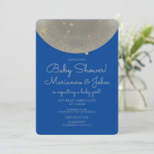 Baby Shower Celestial Moon Stars Imitate Gold Einladung (Stehend Vorderseite)