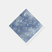 Baby Shower Celestial Star Watercolor Navy Blue Serviette (Ecke)