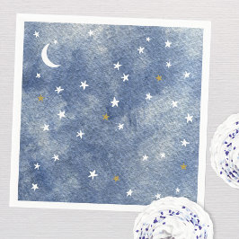 Baby Shower Celestial Star Watercolor Navy Blue Serviette