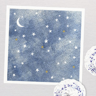 Baby Shower Celestial Star Watercolor Navy Blue Serviette