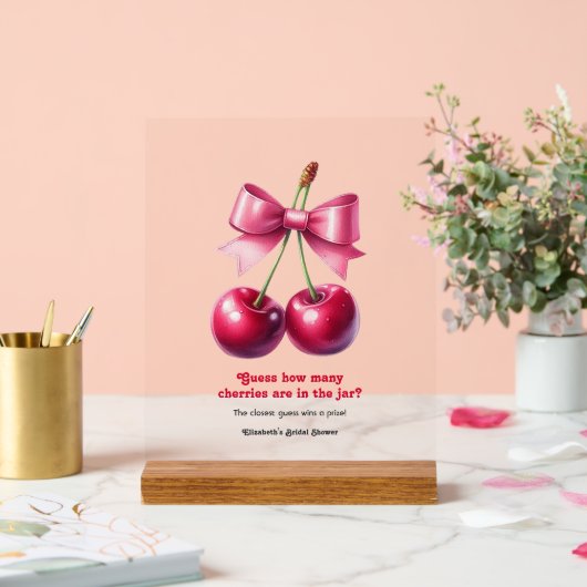 Baby Shower Cherry Guessing Game Acrylschild (Hochzeit)